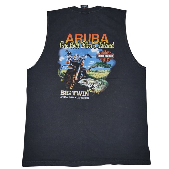 Harley Davidson Men’s Tank Top Size XL (Fits M) Vintage 2001 Rare Big Twin Aruba - Picture 4 of 11